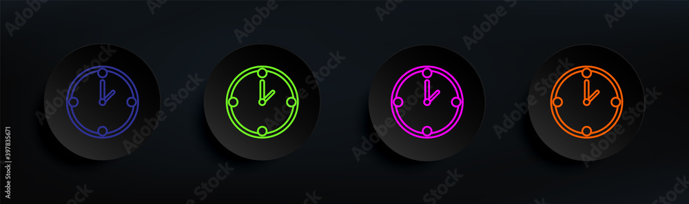 Poster clock dark badge color set. simple thin line, outline vector of interview icons for ui and ux, websi