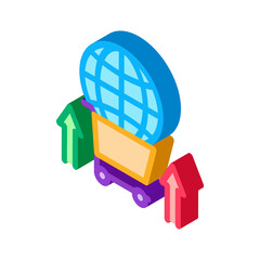 international selling partnership sphere in market cart icon vector. isometric international selling partnership sphere in market cart sign. color isolated symbol illustration