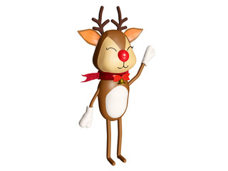3d render of the cute reindeer  in Christmas isolated on white background. Clipping path.