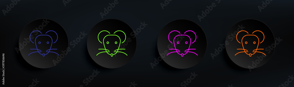 Poster rat dark badge color set. simple thin line, outline vector of scientifics study icons for ui and ux,
