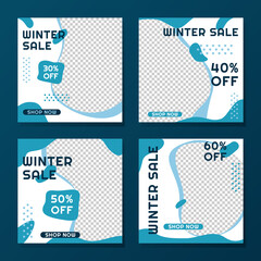Winter sale, social media posts template collection. Great for promoting brands and products online