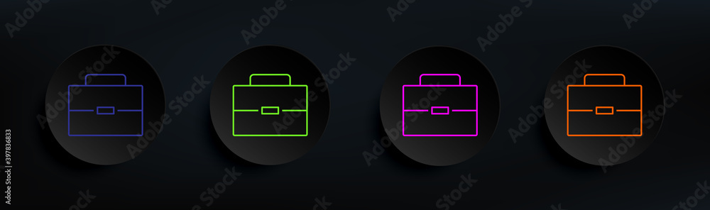 Poster bag dark badge color set. simple thin line, outline vector of scientifics study icons for ui and ux,