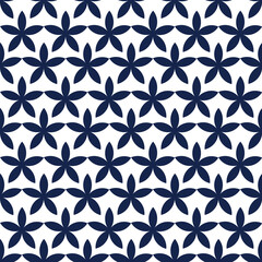 Floral asian seamless circles pattern. Japanese blue pattern. Ornament vector illustration. Vector illustration
