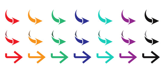 Flat colorful vector icon a arrows sign, arrow symbol set for apps or websites