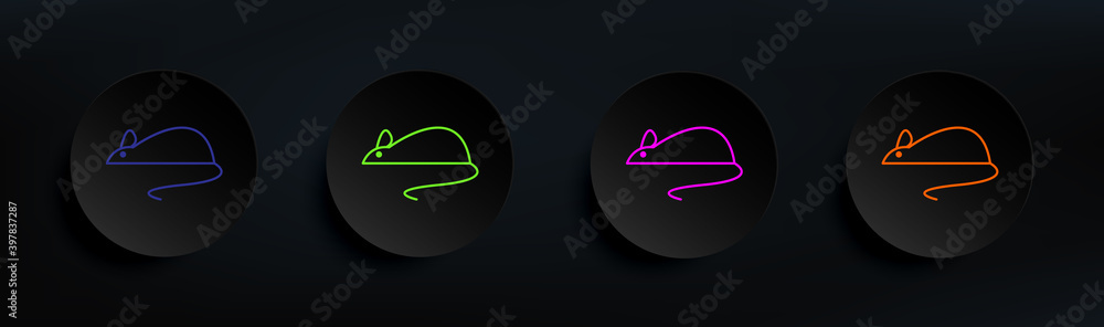 Poster mouse dark badge color set. simple thin line, outline vector of scientifics study icons for ui and u