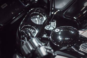 Plakat Motorcycle bigbike fuel tank lid. Selective focus