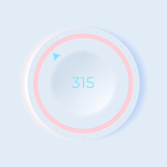 Neumorphic UI circle Light color. Workflow graphic elements in Skeuomorph Trend Design. Circular Element for smart technology and applications. Illustration.