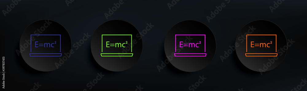 Poster blackboard dark badge color set. simple thin line, outline vector of scientifics study icons for ui 