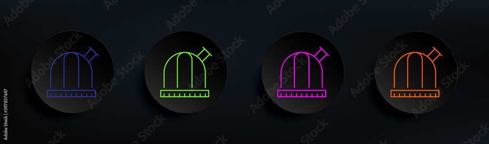Poster observatory dark badge color set. simple thin line, outline vector of scientifics study icons for ui