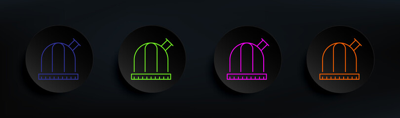 observatory dark badge color set. Simple thin line, outline vector of Scientifics study icons for ui and ux, website or mobile application