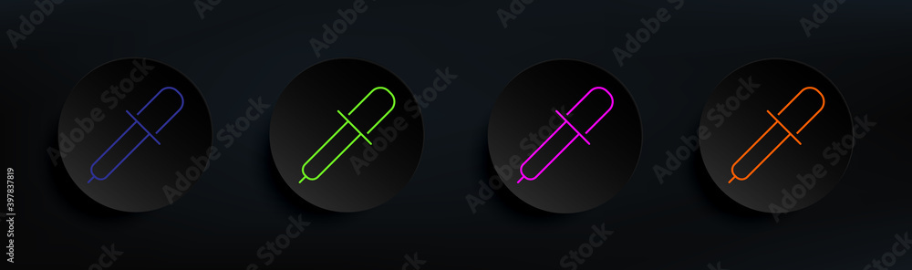 Poster pipette dark badge color set. simple thin line, outline vector of scientifics study icons for ui and