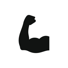 Muscle icon flat style. Strong symbol concept isolated on white background. Vector illustration