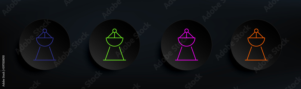 Poster radar dark badge color set. simple thin line, outline vector of scientifics study icons for ui and u