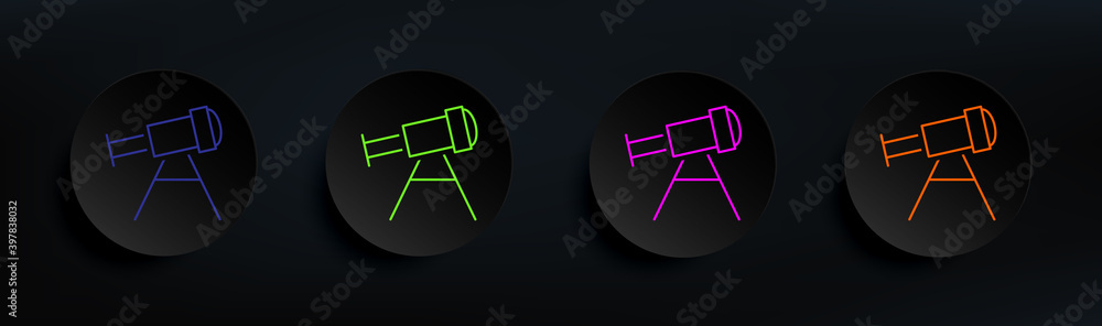 Aufkleber telescope dark badge color set. simple thin line, outline vector of scientifics study icons for ui a