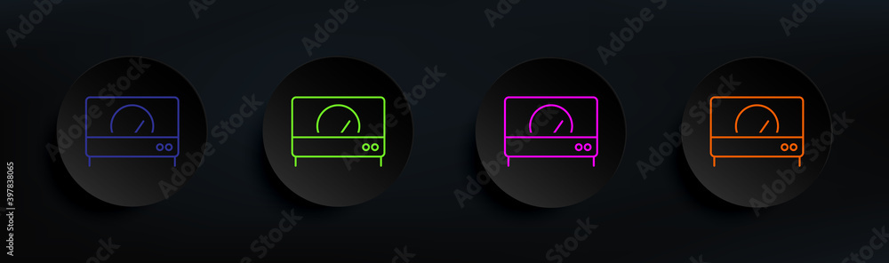 Poster speedometr dark badge color set. simple thin line, outline vector of scientifics study icons for ui 