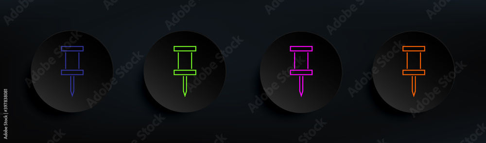 Aufkleber pin dark badge color set. simple thin line, outline vector of scientifics study icons for ui and ux,