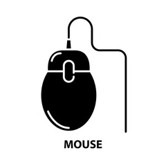 mouse icon, black vector sign with editable strokes, concept illustration