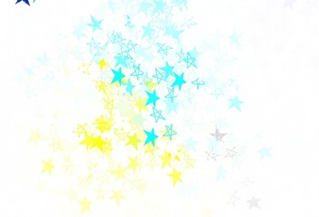 Light Blue, Yellow vector pattern with christmas stars.