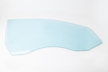 Car side glass blue from the door for installation and replacement in a vehicle service. Auto parts catalog.