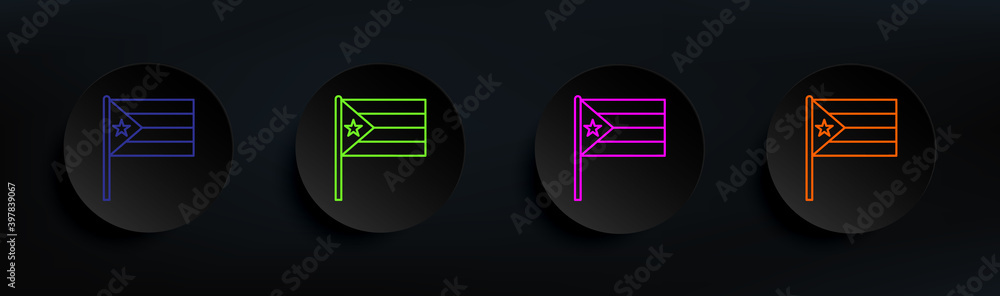 Poster puerto rico dark badge color set. simple thin line, outline vector of flags icons for ui and ux, web