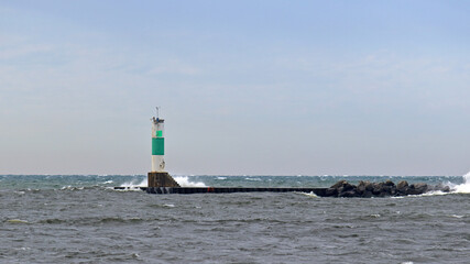 White and green lighthouse