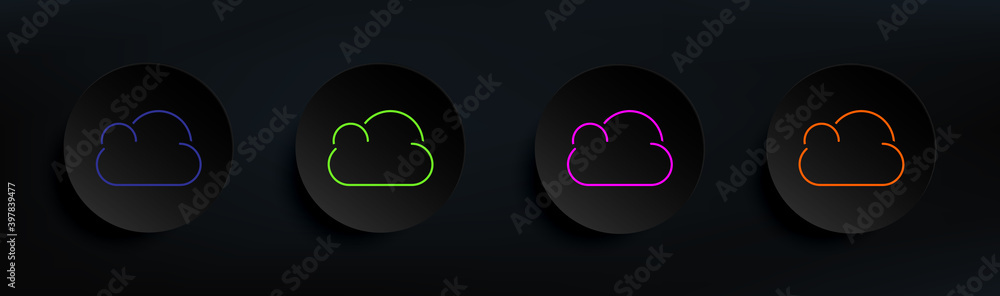 Poster cloud dark badge color set. simple thin line, outline vector of material icons for ui and ux, websit