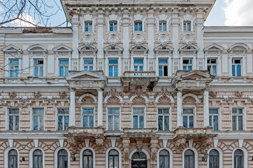 Ornate facade of old building in Odesa Ukraine
