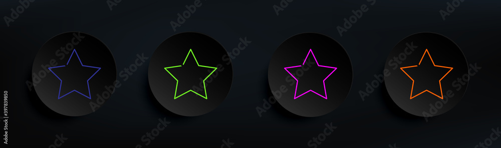 Poster star dark badge color set. simple thin line, outline vector of material icons for ui and ux, website