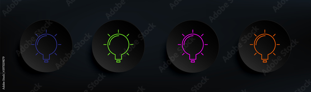 Poster bulb dark badge color set. simple thin line, outline vector of material icons for ui and ux, website