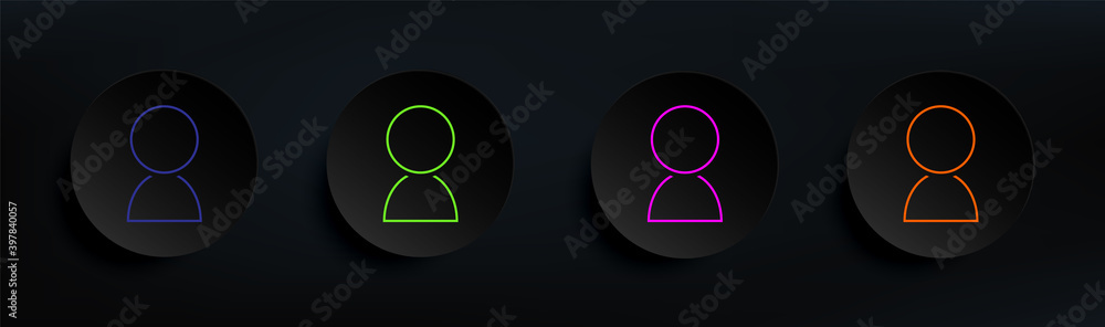 Poster contact dark badge color set. simple thin line, outline vector of material icons for ui and ux, webs