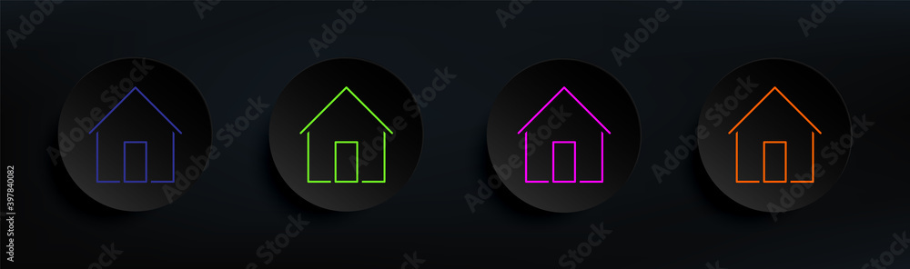 Poster house dark badge color set. simple thin line, outline vector of material icons for ui and ux, websit