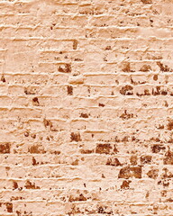 Historic Brick Wall Beige Background. Sepia Toned Brickwork Vertical Banner. Historic Map Material....