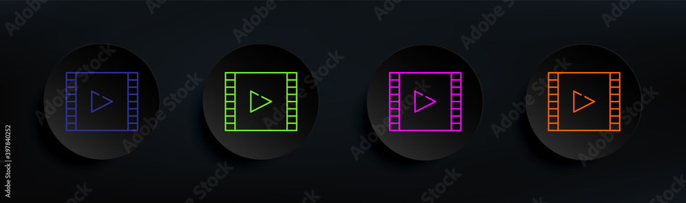 Aufkleber film dark badge color set. simple thin line, outline vector of material icons for ui and ux, website