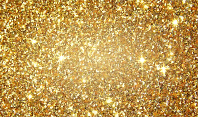 Golden glitter shining background, abstract sparkling texture, festive christmas decor with gold lights, vector illustration