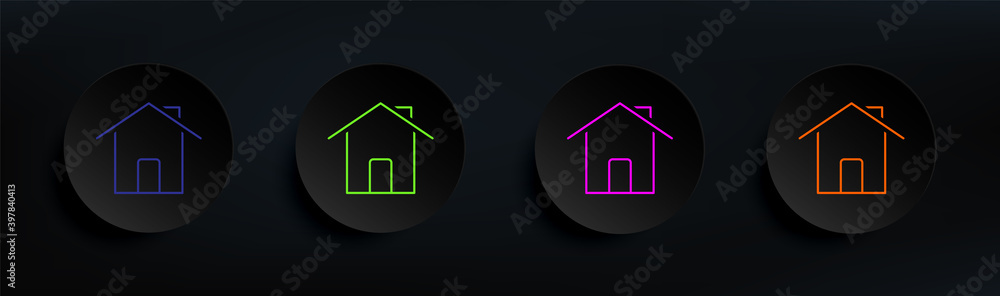 Poster house dark badge color set. simple thin line, outline vector of material icons for ui and ux, websit