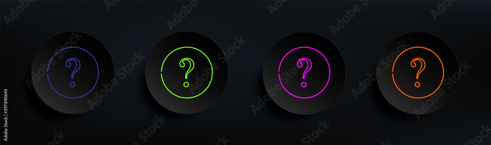 Poster question mark dark badge color set. simple thin line, outline vector of material icons for ui and ux