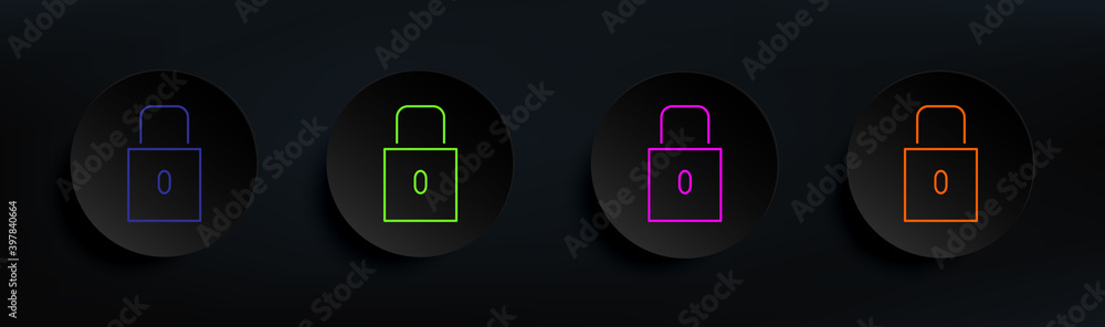 Poster lock dark badge color set. simple thin line, outline vector of material icons for ui and ux, website