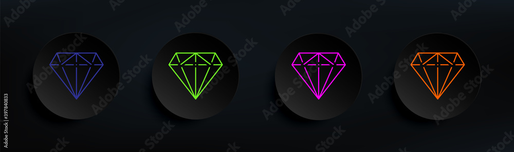 Poster diamond dark badge color set. simple thin line, outline vector of material icons for ui and ux, webs