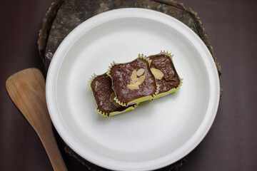 The brownies were photographed zoomed in for advertising and set up