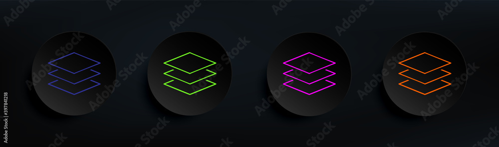 Poster sign layers dark badge color set. simple thin line, outline vector of material icons for ui and ux, 