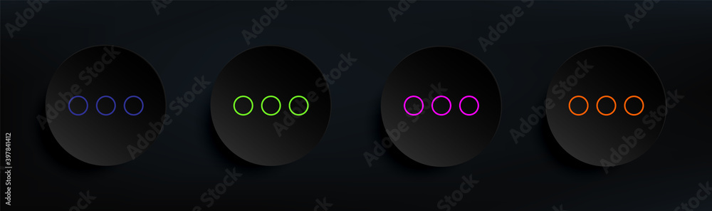 Poster three dots dark badge color set. simple thin line, outline vector of material icons for ui and ux, w