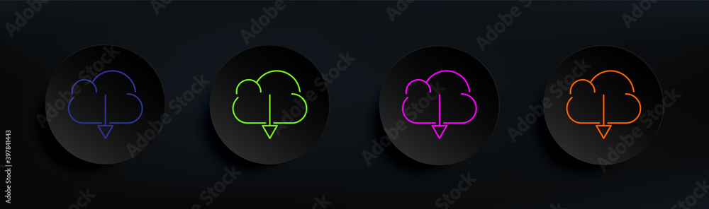 Poster download from cloud dark badge color set. simple thin line, outline vector of material icons for ui 