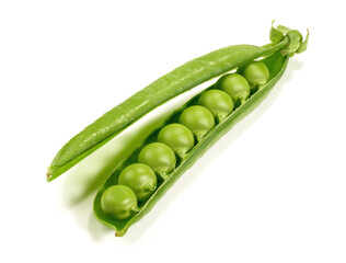 Fresh Vegetables - Single Pea Pod on white Background Isolated