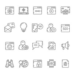 Line CEO, Marketing, Social Media and Influence icons - vector icon set