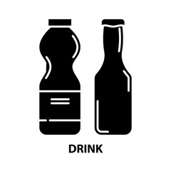 drink icon, black vector sign with editable strokes, concept illustration