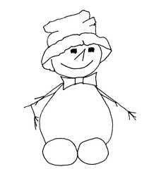 Doodle the snowman, standing, in cartoon style.