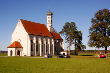 Fototapeta na wymiar Wieskirche, Wallfahrtskirche Gemeinde Steingaden, Pfaffenwinkel, Bayern, Deutschland, Europa