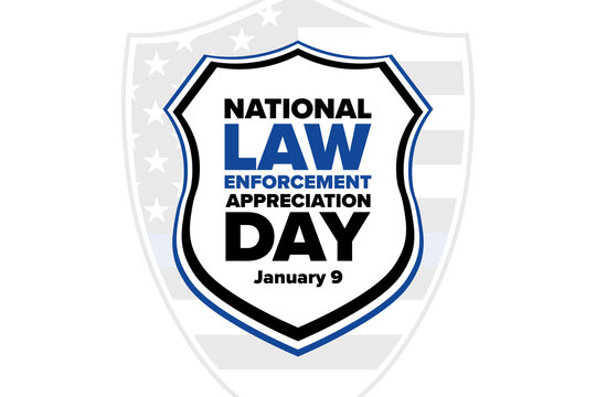 National Law Enforcement Appreciation Day L.E.A.D. January 9. Holiday concept. Template for background, banner, card, poster with text inscription. Vector EPS10 illustration.