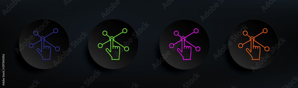 Poster connection interactive dark badge color set. simple thin line, outline vector of artifical icons for