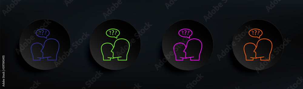 Aufkleber conversation talking dark badge color set. simple thin line, outline vector of artifical icons for u